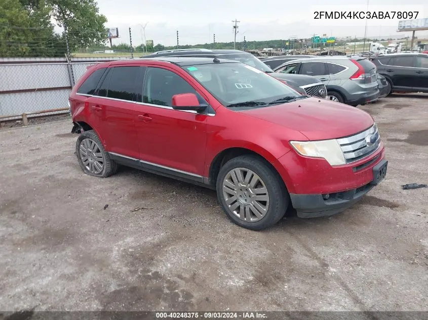 2010 Ford Edge Limited VIN: 2FMDK4KC3ABA78097 Lot: 40248375