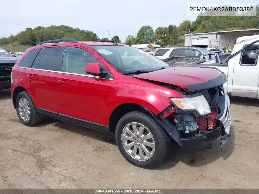 2010 Ford Edge Limited VIN: 2FMDK4KC2ABB53386 Lot: 40341565