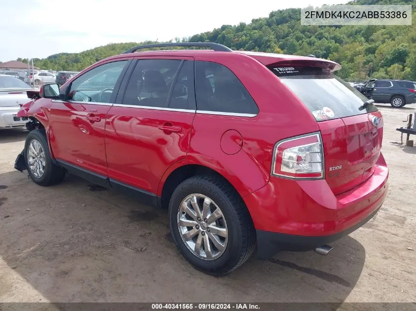 2010 Ford Edge Limited VIN: 2FMDK4KC2ABB53386 Lot: 40341565