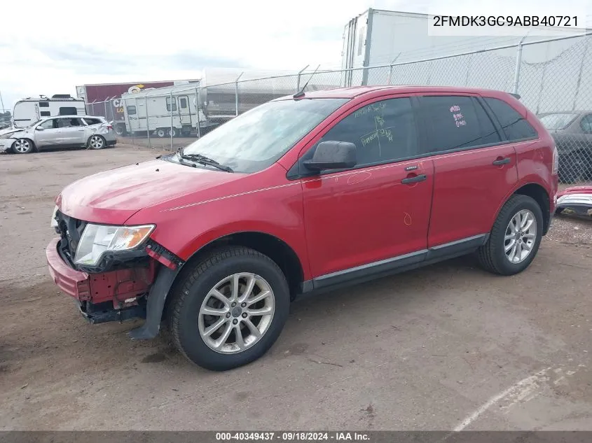 2010 Ford Edge Se VIN: 2FMDK3GC9ABB40721 Lot: 40349437