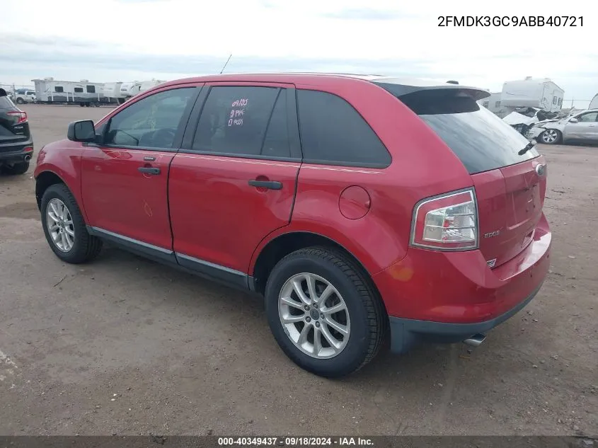 2010 Ford Edge Se VIN: 2FMDK3GC9ABB40721 Lot: 40349437