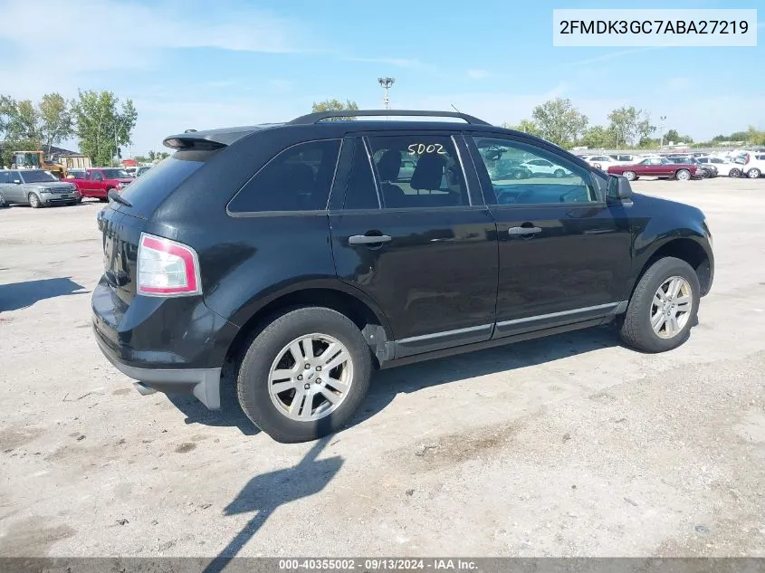 2010 Ford Edge Se VIN: 2FMDK3GC7ABA27219 Lot: 40355002