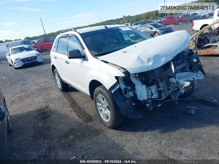 2010 Ford Edge Se VIN: 2FMDK3GC7ABB40913 Lot: 40380832