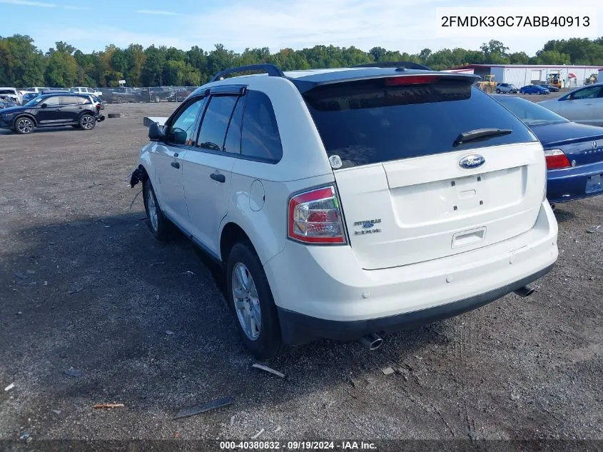 2010 Ford Edge Se VIN: 2FMDK3GC7ABB40913 Lot: 40380832