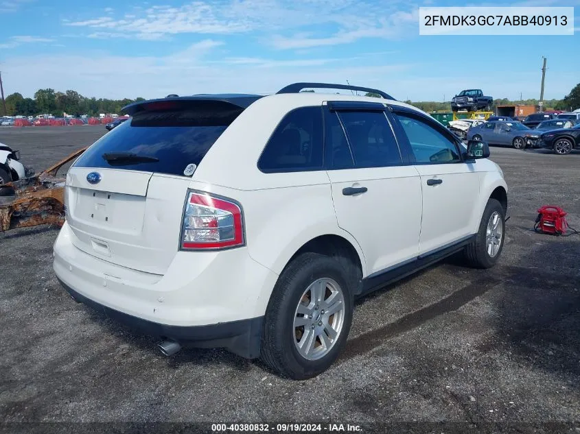 2010 Ford Edge Se VIN: 2FMDK3GC7ABB40913 Lot: 40380832