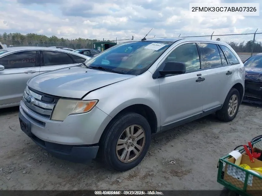 2010 Ford Edge Se VIN: 2FMDK3GC7ABA07326 Lot: 40400444