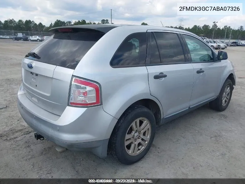 2010 Ford Edge Se VIN: 2FMDK3GC7ABA07326 Lot: 40400444