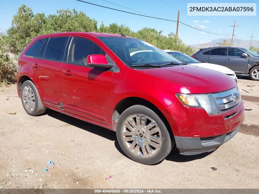 2010 Ford Edge Sport VIN: 2FMDK3AC2ABA07596 Lot: 40406680