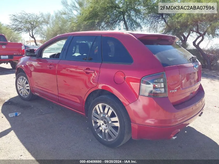 2010 Ford Edge Sport VIN: 2FMDK3AC2ABA07596 Lot: 40406680