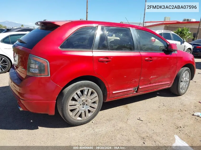 2010 Ford Edge Sport VIN: 2FMDK3AC2ABA07596 Lot: 40406680