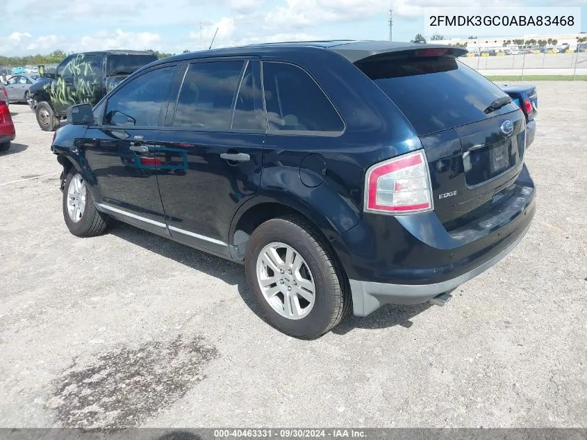 2010 Ford Edge Se VIN: 2FMDK3GC0ABA83468 Lot: 40463331