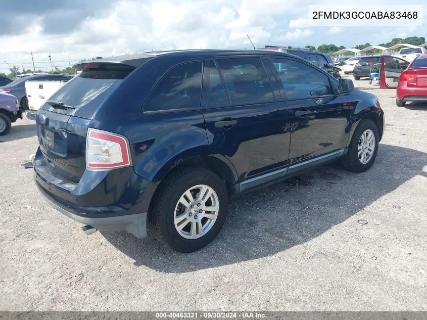 2010 Ford Edge Se VIN: 2FMDK3GC0ABA83468 Lot: 40463331