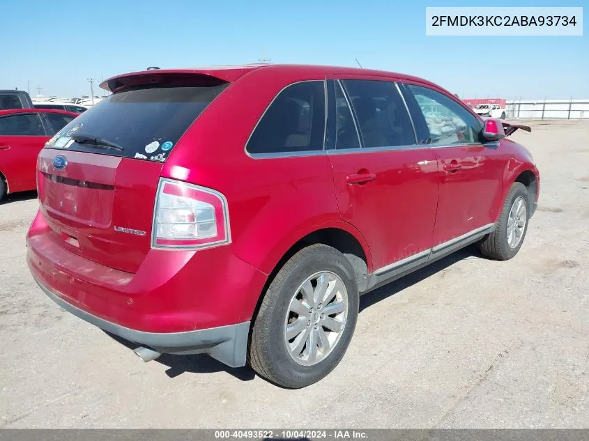 2010 Ford Edge Limited VIN: 2FMDK3KC2ABA93734 Lot: 40493522