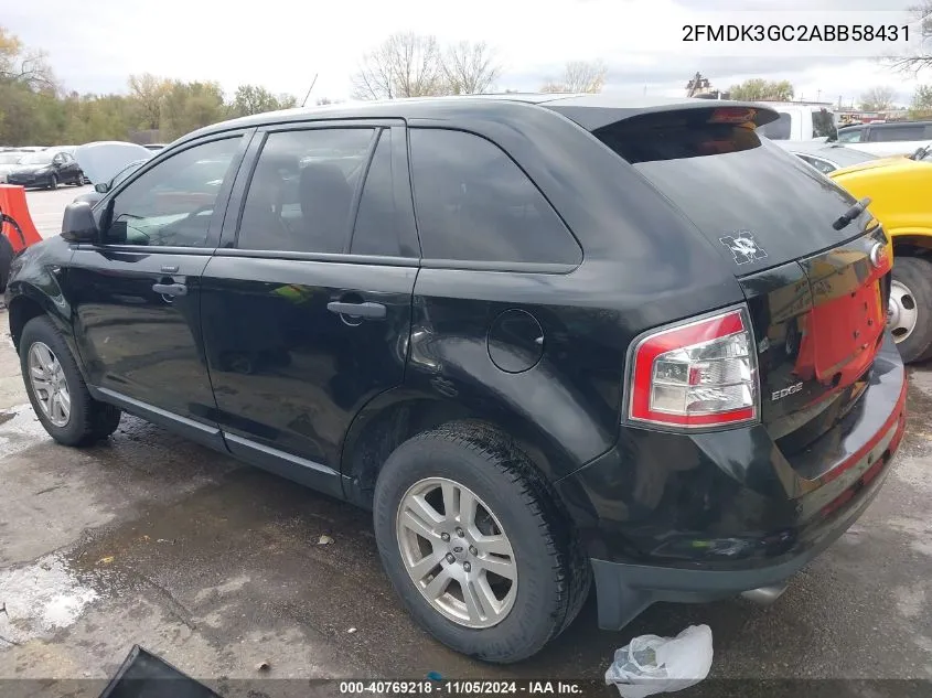 2010 Ford Edge Se VIN: 2FMDK3GC2ABB58431 Lot: 40769218