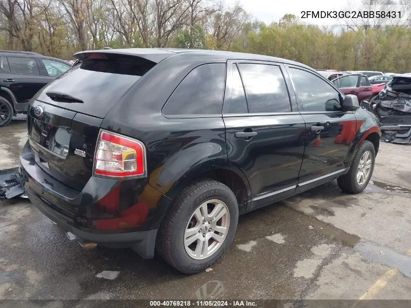 2010 Ford Edge Se VIN: 2FMDK3GC2ABB58431 Lot: 40769218