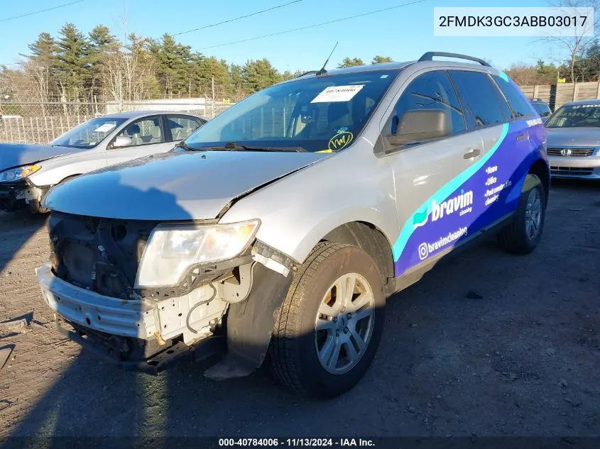 2010 Ford Edge Se VIN: 2FMDK3GC3ABB03017 Lot: 40784006