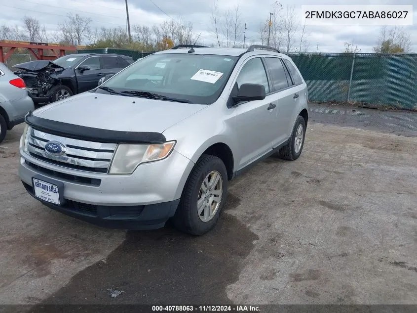 2010 Ford Edge Se VIN: 2FMDK3GC7ABA86027 Lot: 40788063