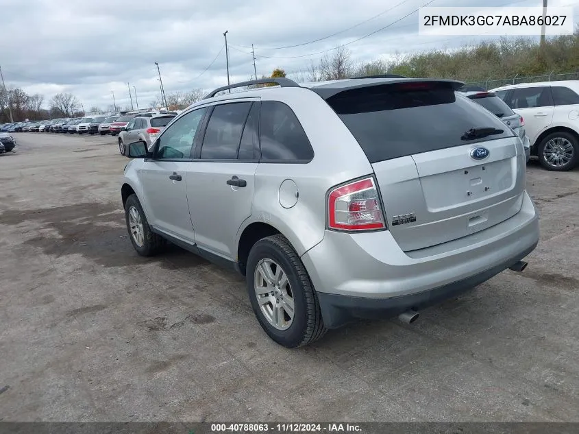 2010 Ford Edge Se VIN: 2FMDK3GC7ABA86027 Lot: 40788063