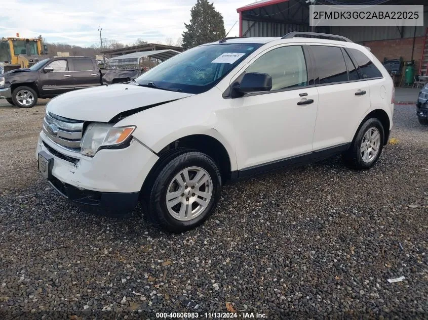 2010 Ford Edge Se VIN: 2FMDK3GC2ABA22025 Lot: 40806983