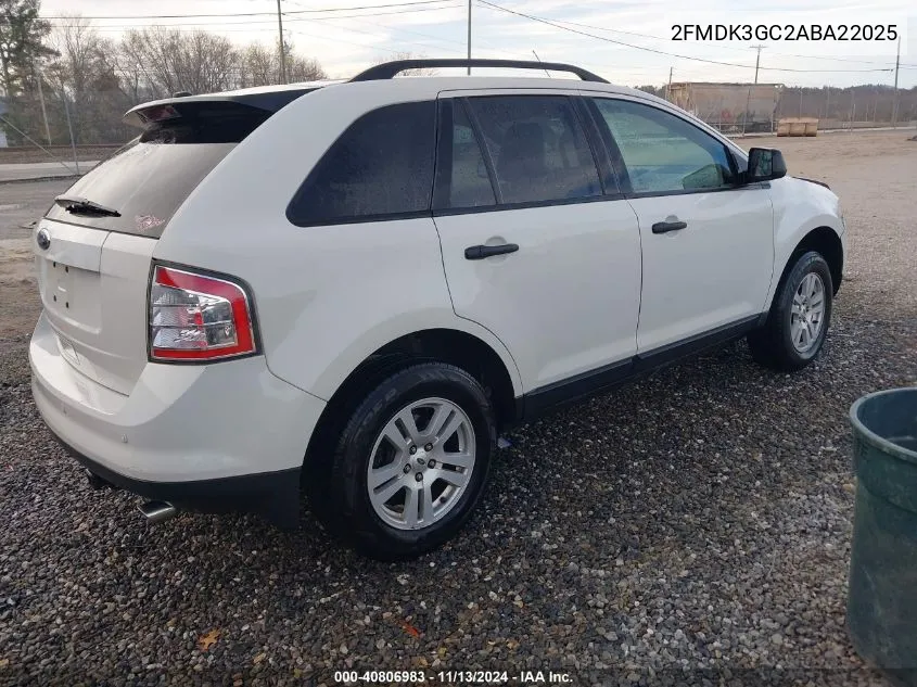 2010 Ford Edge Se VIN: 2FMDK3GC2ABA22025 Lot: 40806983