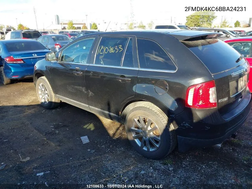 2011 Ford Edge Limited VIN: 2FMDK4KC6BBA24231 Lot: 12108633