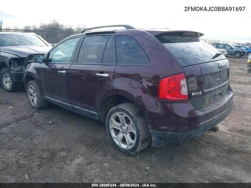 2011 Ford Edge Sel VIN: 2FMDK4JC0BBA91697 Lot: 39387334