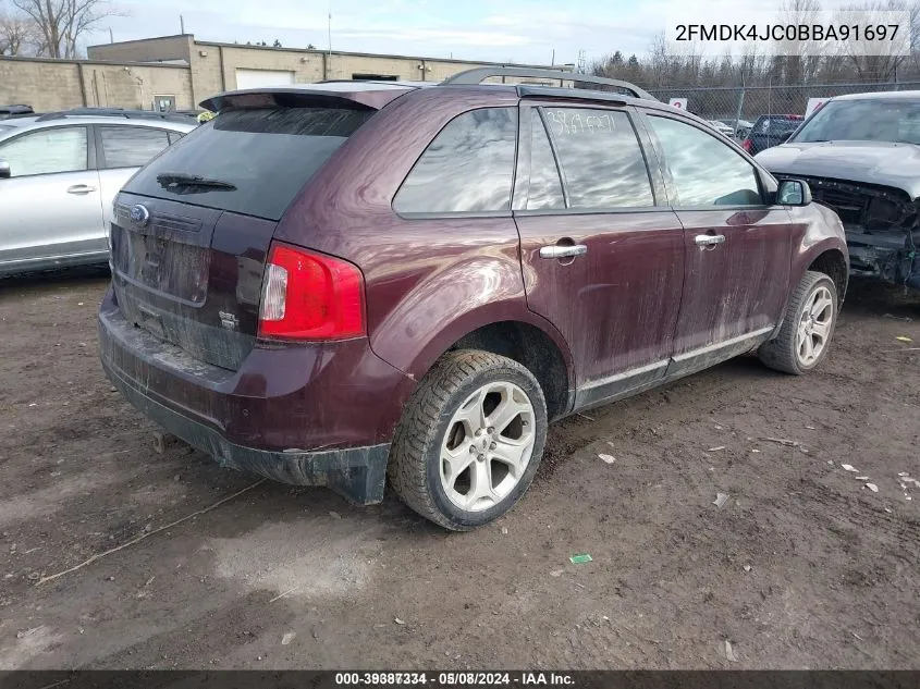 2011 Ford Edge Sel VIN: 2FMDK4JC0BBA91697 Lot: 39387334