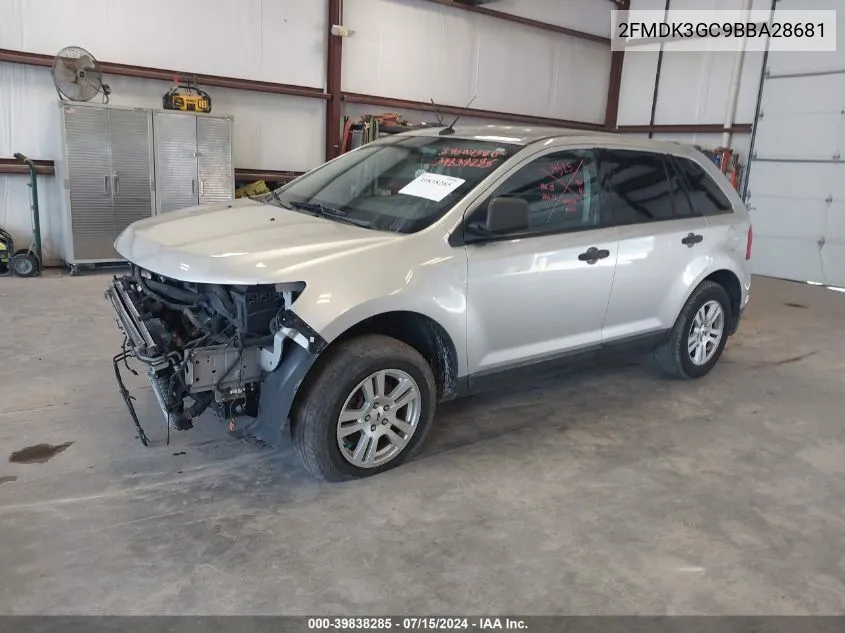 2011 Ford Edge Se VIN: 2FMDK3GC9BBA28681 Lot: 39838285