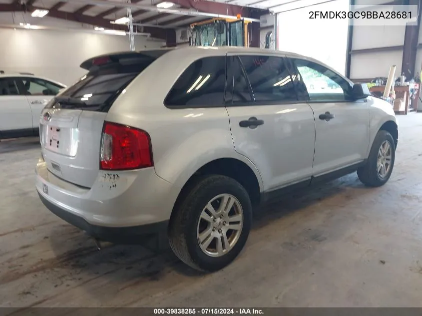 2011 Ford Edge Se VIN: 2FMDK3GC9BBA28681 Lot: 39838285