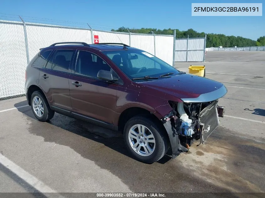 2011 Ford Edge Se VIN: 2FMDK3GC2BBA96191 Lot: 39903552