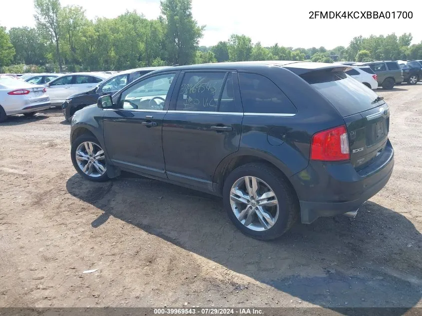 2011 Ford Edge Limited VIN: 2FMDK4KCXBBA01700 Lot: 39969543