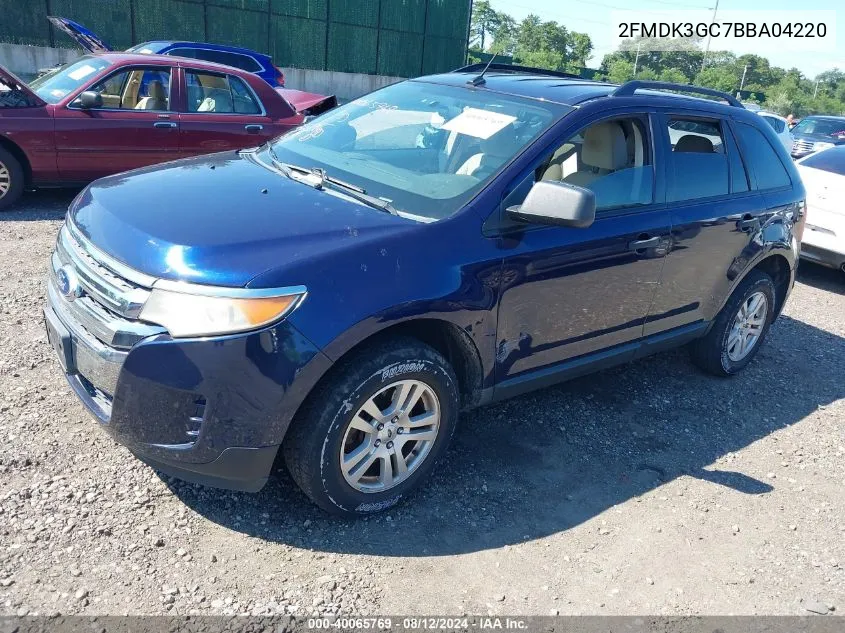 2011 Ford Edge Se VIN: 2FMDK3GC7BBA04220 Lot: 40065769