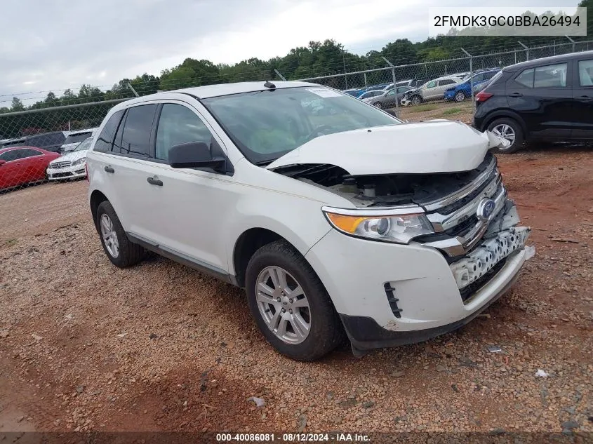 2011 Ford Edge Se VIN: 2FMDK3GC0BBA26494 Lot: 40086081