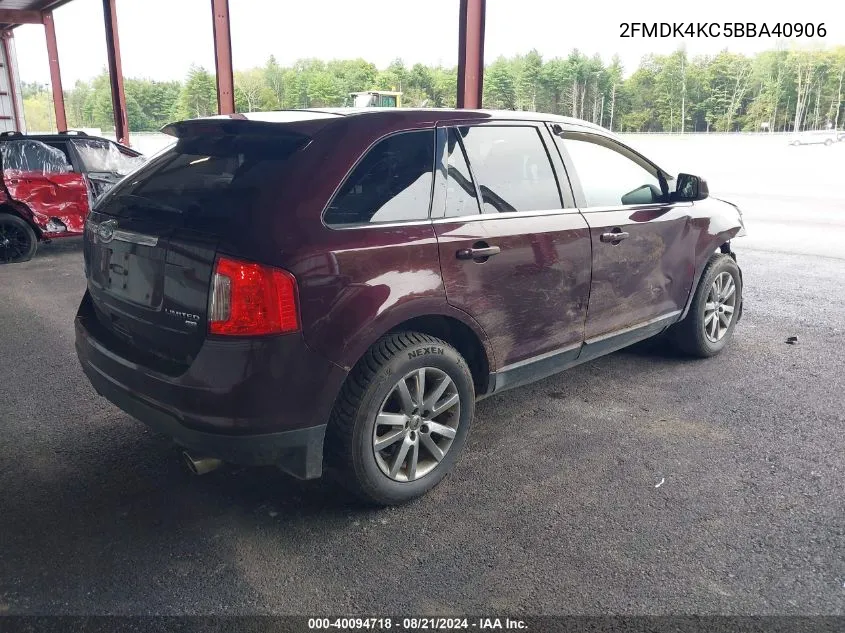 2011 Ford Edge Limited VIN: 2FMDK4KC5BBA40906 Lot: 40094718