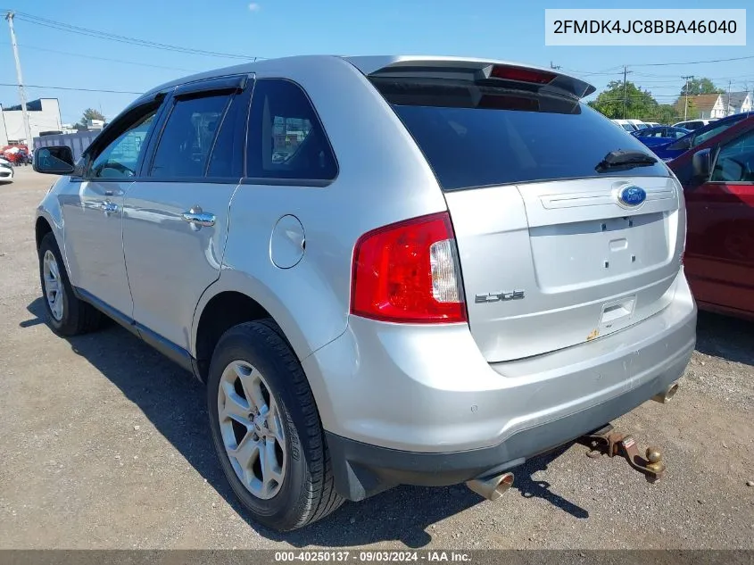 2011 Ford Edge Sel VIN: 2FMDK4JC8BBA46040 Lot: 40250137