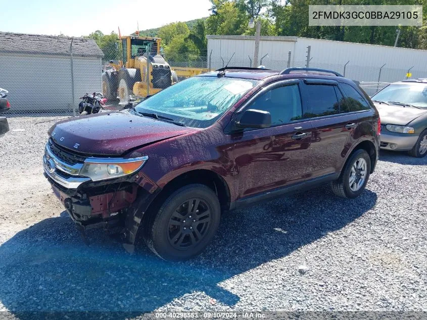 2011 Ford Edge Se VIN: 2FMDK3GC0BBA29105 Lot: 40298553