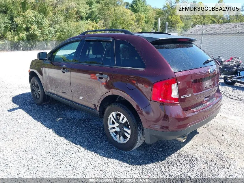 2011 Ford Edge Se VIN: 2FMDK3GC0BBA29105 Lot: 40298553