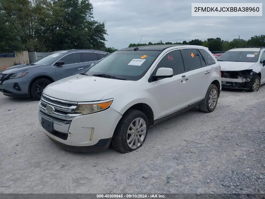 2011 Ford Edge Sel VIN: 2FMDK4JCXBBA38960 Lot: 40309845