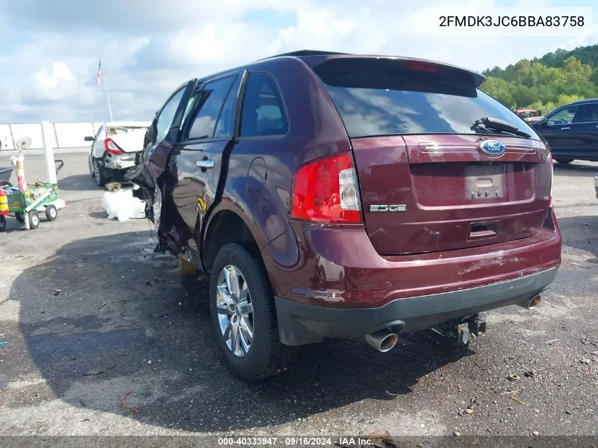 2011 Ford Edge Sel VIN: 2FMDK3JC6BBA83758 Lot: 40333947