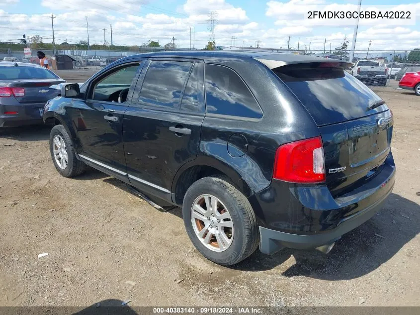 2011 Ford Edge Se VIN: 2FMDK3GC6BBA42022 Lot: 40383140