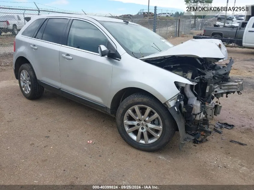 2011 Ford Edge Limited VIN: 2FMDK3KC6BBA92958 Lot: 40399824