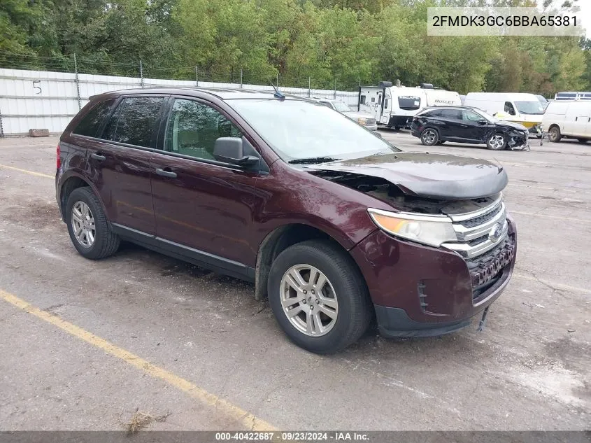 2011 Ford Edge Se VIN: 2FMDK3GC6BBA65381 Lot: 40422687