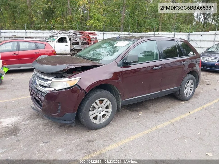 2011 Ford Edge Se VIN: 2FMDK3GC6BBA65381 Lot: 40422687