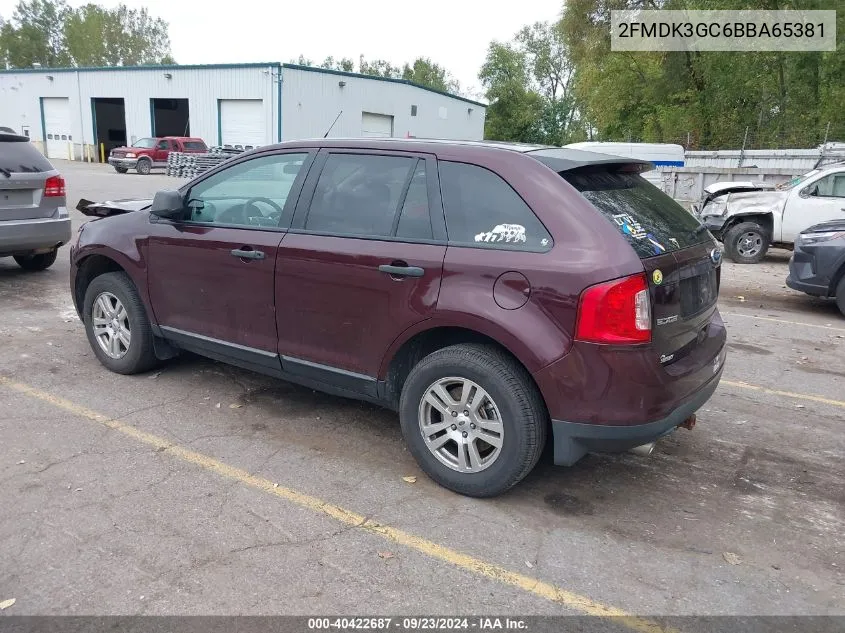 2011 Ford Edge Se VIN: 2FMDK3GC6BBA65381 Lot: 40422687