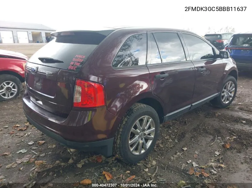 2011 Ford Edge Se VIN: 2FMDK3GC5BBB11637 Lot: 40472307