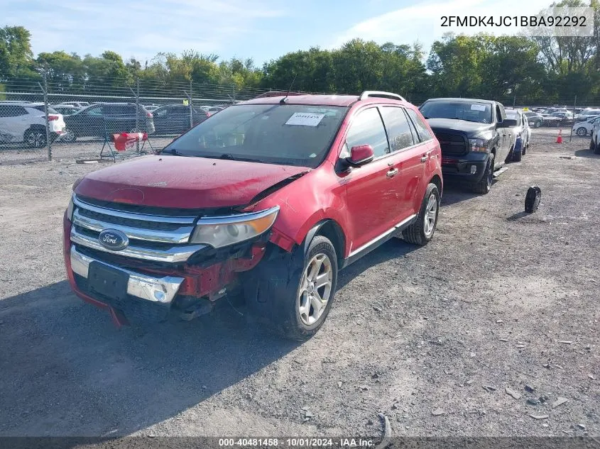 2011 Ford Edge Sel VIN: 2FMDK4JC1BBA92292 Lot: 40481458