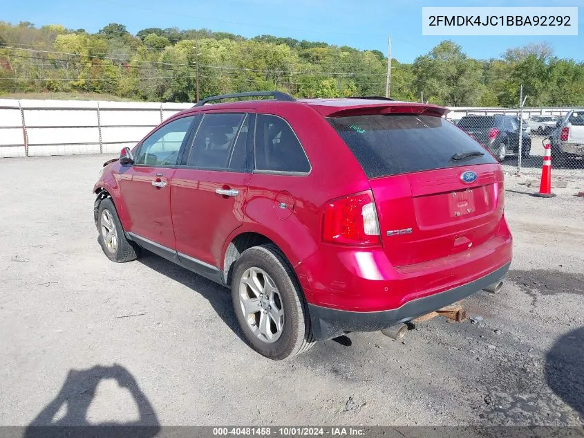 2011 Ford Edge Sel VIN: 2FMDK4JC1BBA92292 Lot: 40481458