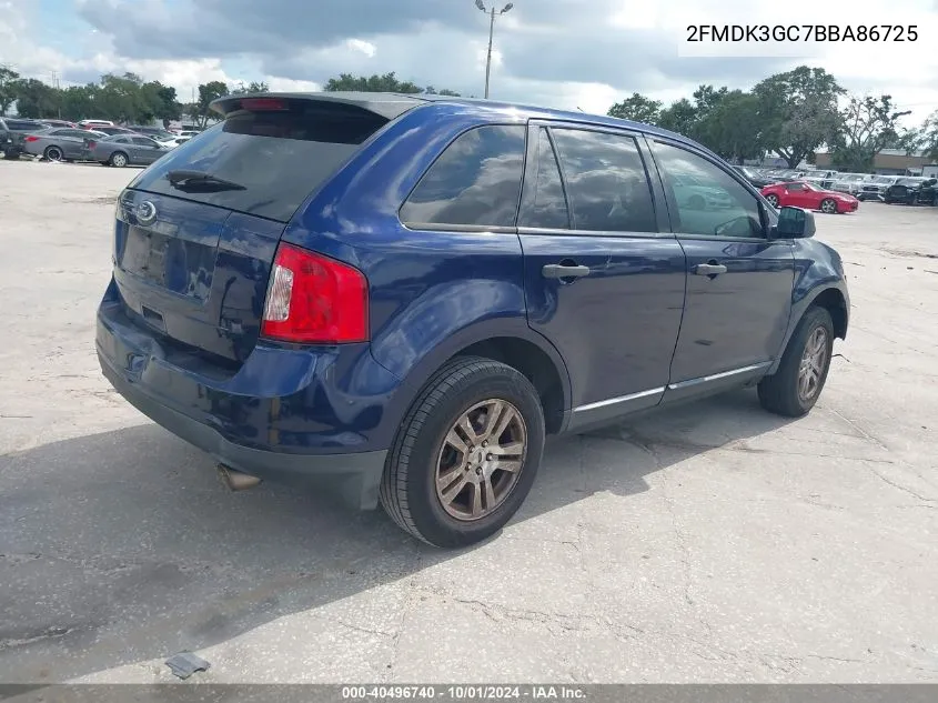 2011 Ford Edge Se VIN: 2FMDK3GC7BBA86725 Lot: 40496740