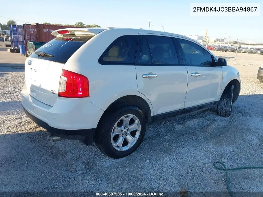 2011 Ford Edge Sel VIN: 2FMDK4JC3BBA94867 Lot: 40507985