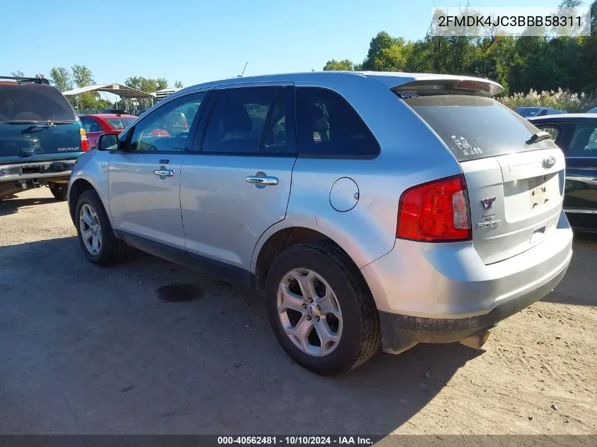 2011 Ford Edge Sel VIN: 2FMDK4JC3BBB58311 Lot: 40562481